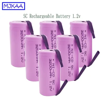 

MJKAA 12Pcs SC 1.2V Ni-CD Sub C 3200mAh Rechargeable Battery with Welding Tabs for Electric Drill Screwdriver Batteries