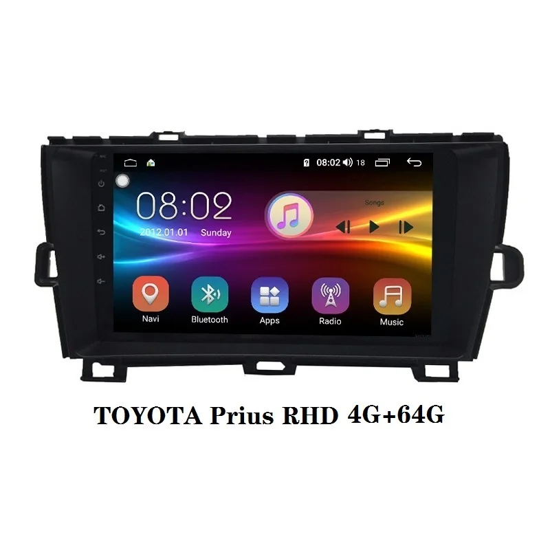 Prius RHD 2din автомобильный dvd gps Android 9,0 Восьмиядерный 4+ 64g Автомобильный Радио gps навигатор для TOYOTA Prius RHD - Цвет: RAM 4G ROM 64G