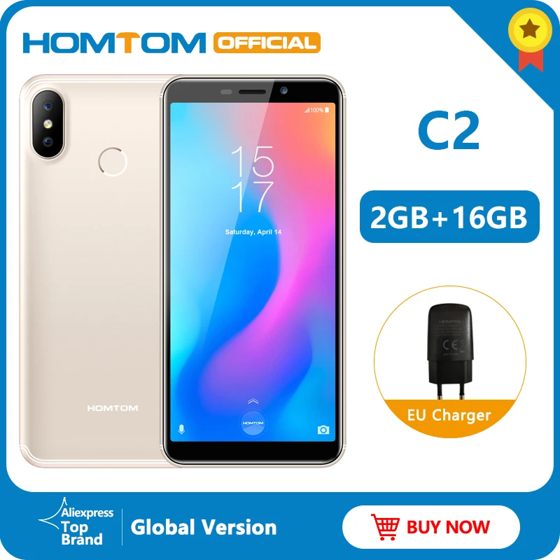 Оригинальная версия HOMTOM C2 Android 8,1 2+ 16GB мобильный телефон Face ID MTK6739 четырехъядерный 13 МП Двойная камера OTA 4G FDD-LTE смартфон