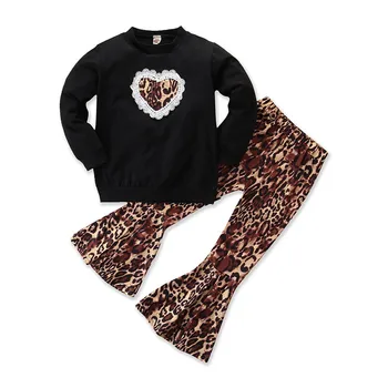 

Baby Girl Clothes Long Sleeve Leopard Flare shirt+Pants girls clothes girls outfits kids clothesCHD20092