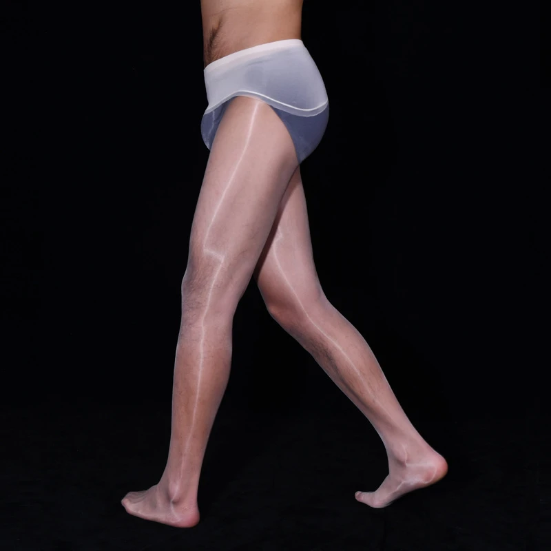 2 Pcs/Sexy Men U Convex Pouch Stockings Man U Open Crotch Sleeve No Trace Tight Stockings Sheer Shiny Glossy Pantyhose Tights