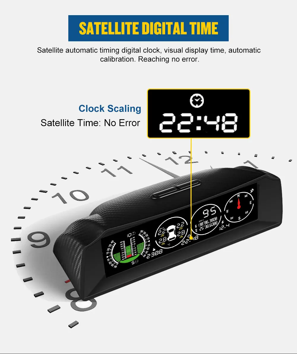 AUTOOL X91 3in1 HUD GPS Speedometer Slope Meter TPMS for All Vehicle Speed  Inclinometer Car Compass Pitch Tilt Angle Protractor