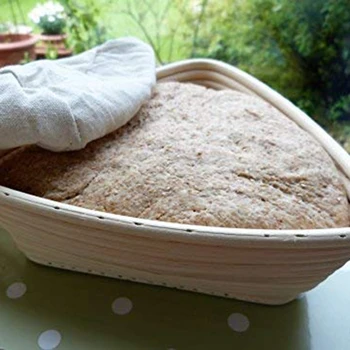 

Rattan Oval Triple-cornered Proofing Bread Basket with Padded Dough Pastry Bowl Baked Food Storage Basket Organizer 2 Pack