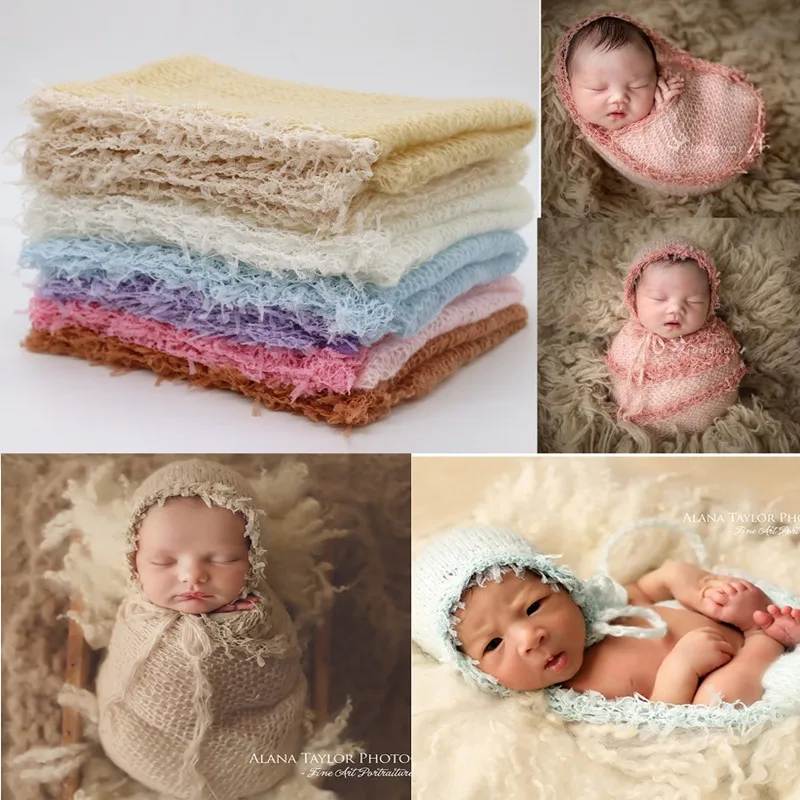 Newborn Photo Props Blanket Mohair Wrap Swaddling Photography Backdrop Babies Photo Shoot Accessories