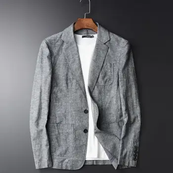 

Mens Blazer Luxury Young Man Linen Suit Jacket Spring Autumn Casual Mianma Male Single Breasted Male Blazer Plus Size 4xl