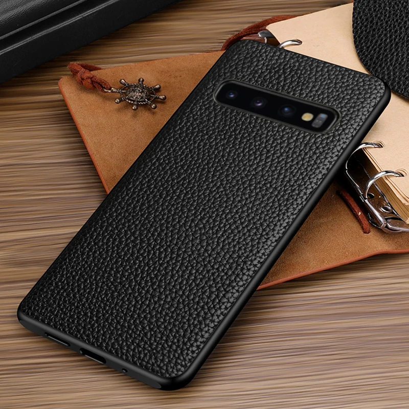 Чехол для телефона Samsung Galaxy S7 S8 S9 S10 Plus Note 8 9 10 plus чехол с текстурой личи A30 A50 A70 A5 A7 2017