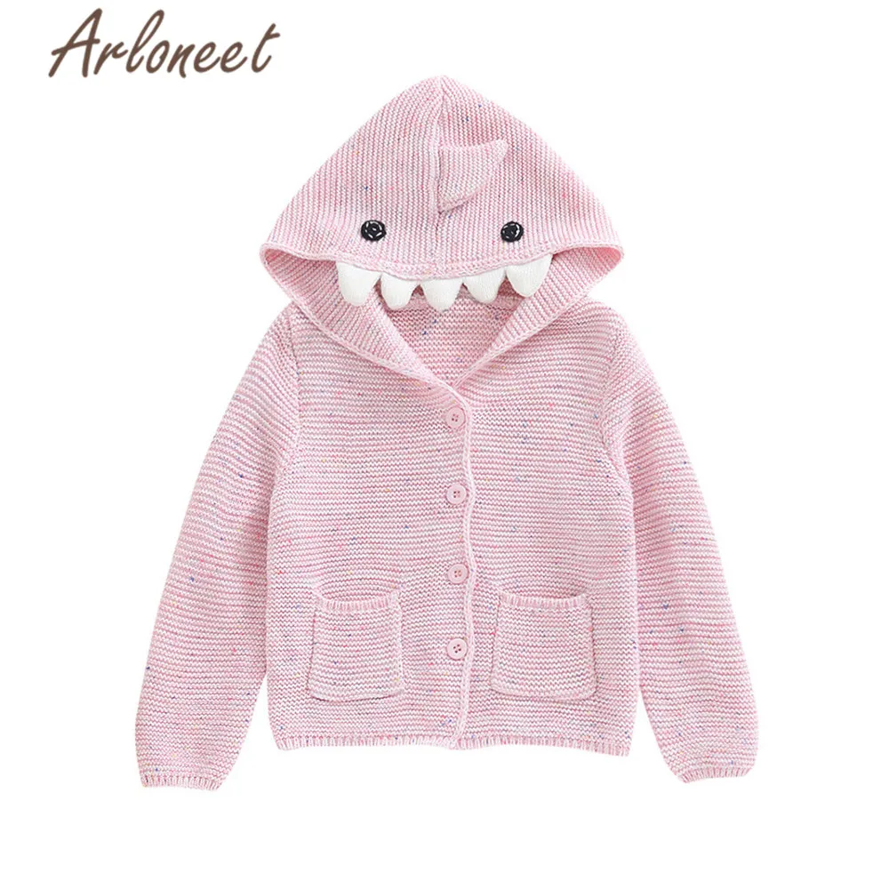 ARLONEET/пальто с героями мультфильмов; теплое зимнее пальто для маленьких мальчиков; хлопковая куртка на пуговицах с динозавром; Верхняя одежда с капюшоном; трикотажная верхняя одежда для маленьких девочек - Цвет: Розовый