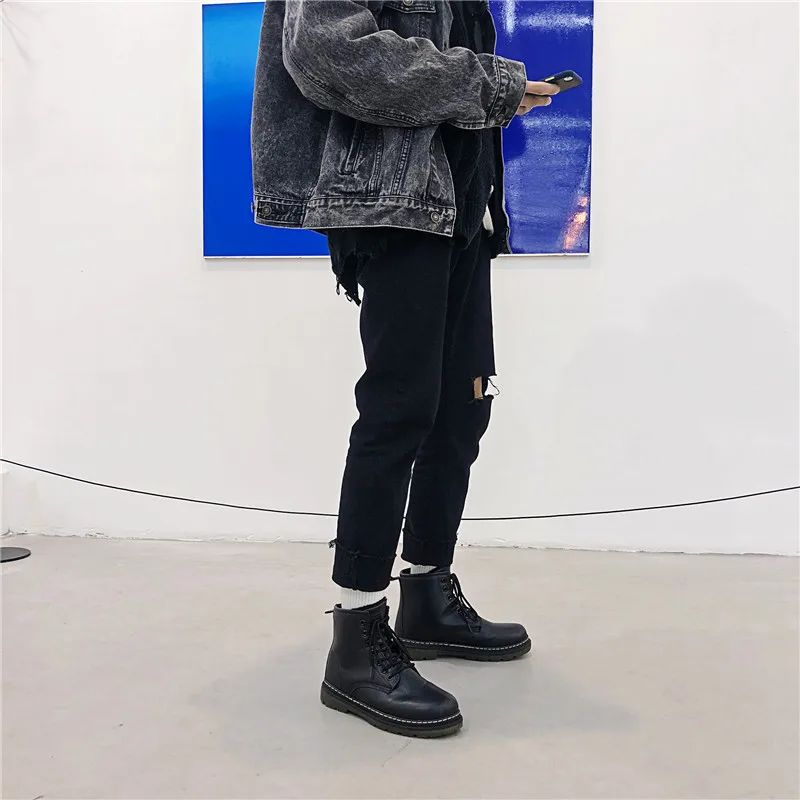 Men's Martin boots British wind men's boots in the tube fashion tooling boots winter plus velvet warm boats