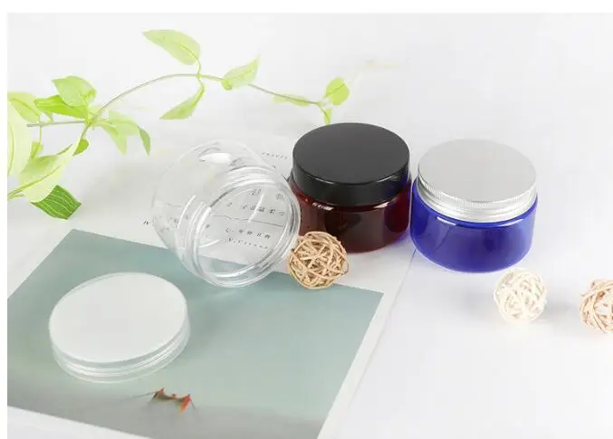 20pcs/lot 100g 150g PET Empty Cosmetic Containers Cases with Aluminium Lid Cream Lotion Box Ointments Bottle Food Bottle Makeup