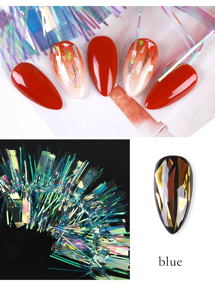 blue 1 шт красочные наклейки для ногтей Aurora glass paper beauty Design Nail Art аксессуары для ногтей - Цвет: blue