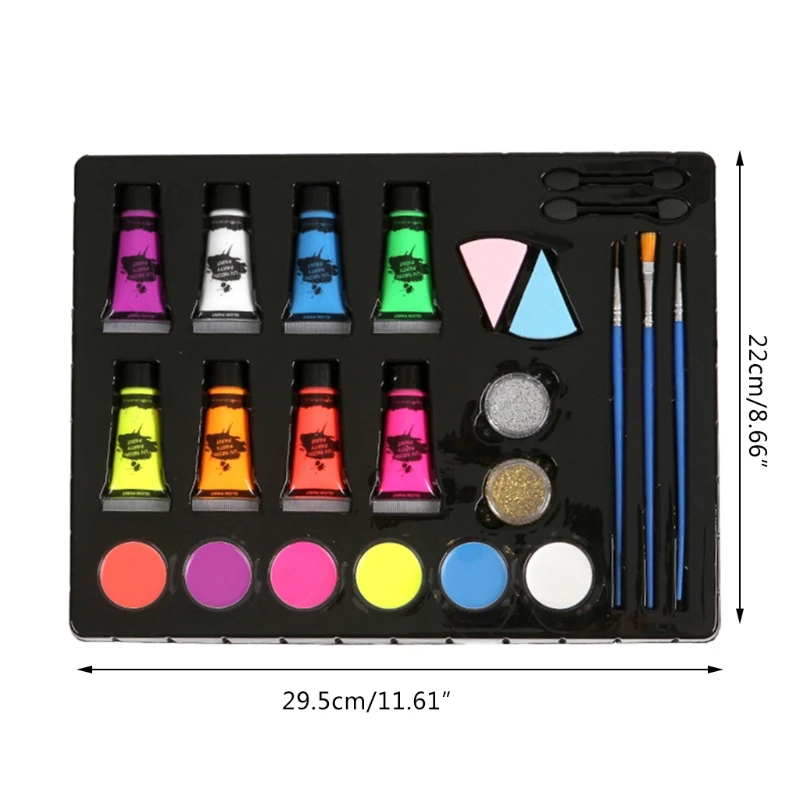 

Non-toxic Body Face Makeup Cosplay Water Soluble Pigment with Brush Halloween Party Drawing Paint