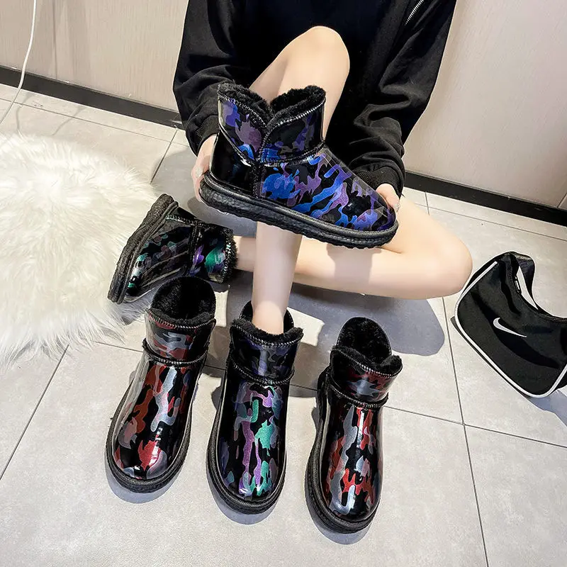 

Women Snow Boots Shoes Warm Woman Winter Boots Thick Plush Waterproof No-slip Mid-Calf Boots Women Camouflage Winter Shoes