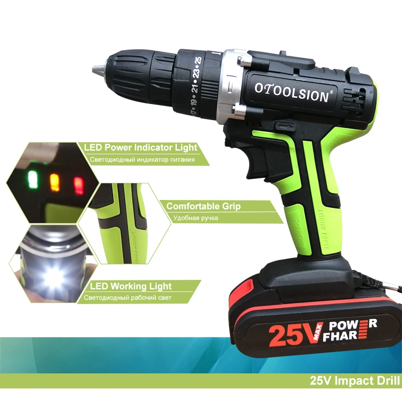 25V Impact Electric Screwdriver Lithium Battery Electric Hammer Drill Electric Drill Impact Screwdriver Power Tools For Home DIY (10)