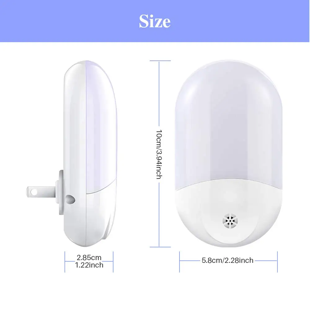 LED Night Light,Plug in Night Light Warm White 4000K-4500K 110V-220V 0.5W 15lm Dusk to Dawn Optical Sensor Light Plug in Light I - Испускаемый цвет: US Plug