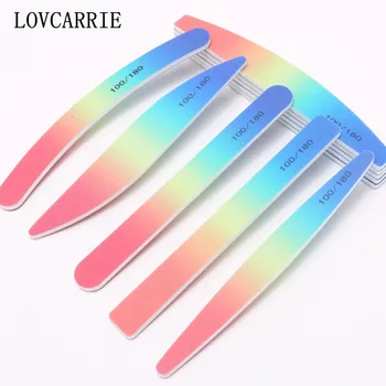 

6 PCS Professional Nail Files 100/180 Buffers Set Colorful Rainbow Nail File For Manicure Gel Varnish Sandpaper Tool Nail Files
