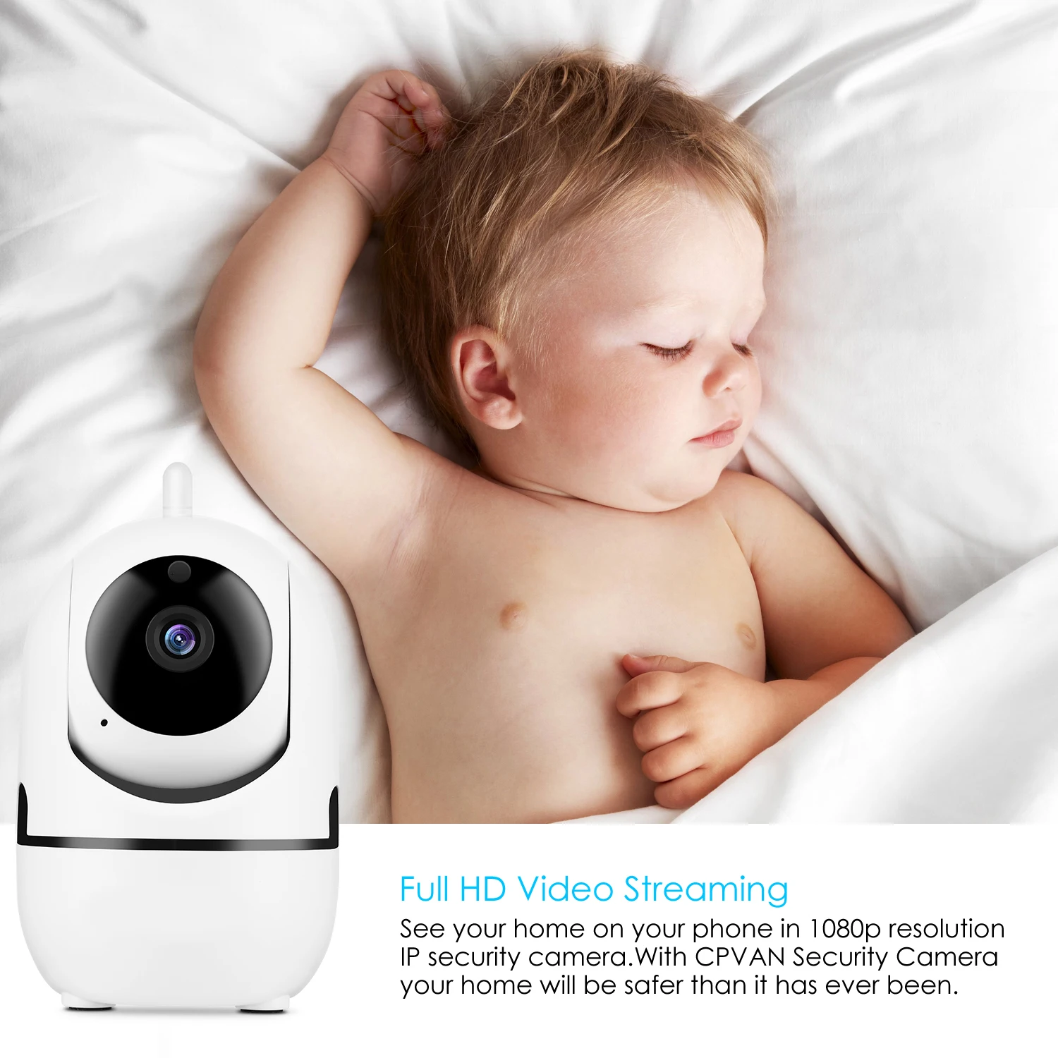 CPVAN Baby Monitor HD 1080p Indoor Home Wireless IP Camera 2 Way Talk Night Vision Monitoring Security Surveillance Camera