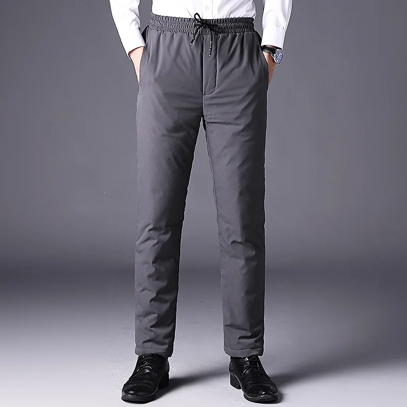 Winter Mens 90% White Duck Down Pants High Quality Slim Straight Snow Pants Warm Down Padded Trousers Male Outerwear PT-361