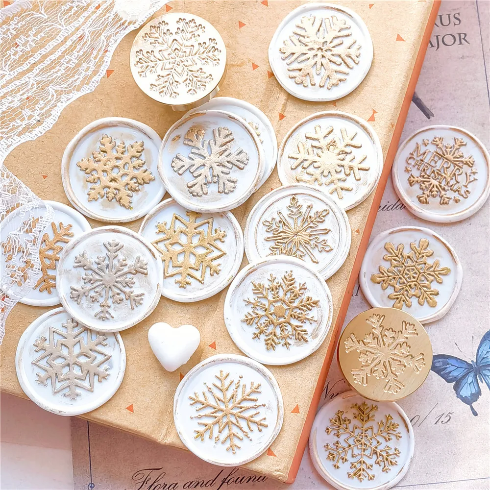 Stamps Seal Wax Retro Merry Christmas Snowflake Copper Brass Head DIY Scrapbooking Wax Sealing Stamp Envelope Decoration wax seal stamp