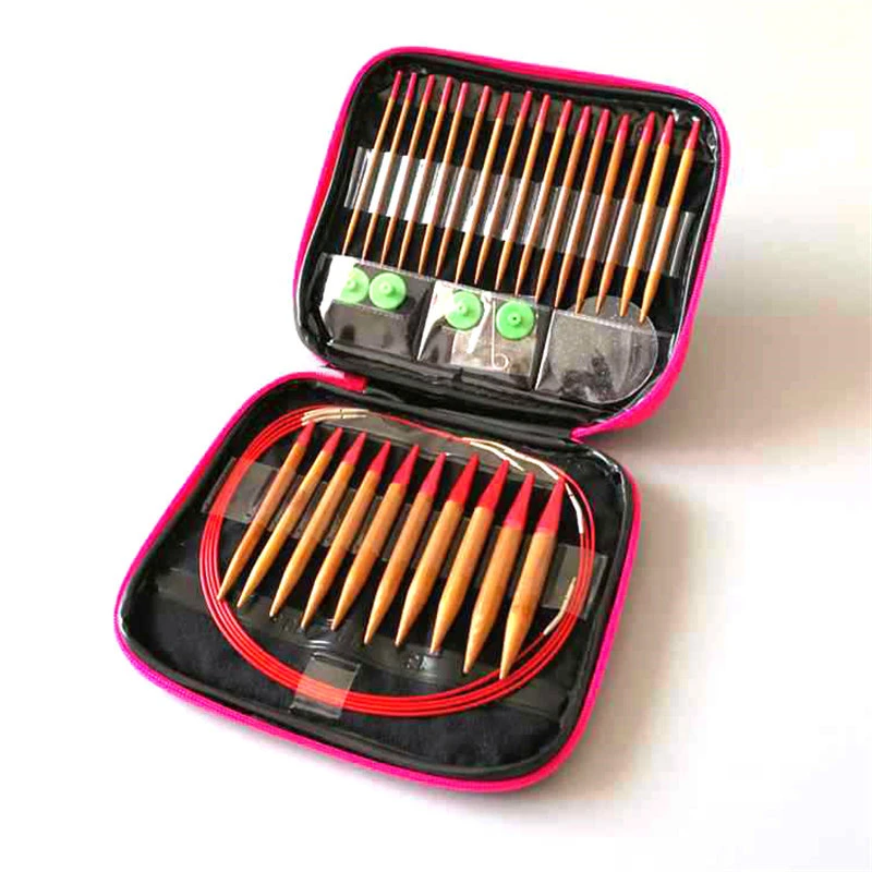 Interchangeable Circular Knitting Needle Set 26pcs Carbonized Bamboo