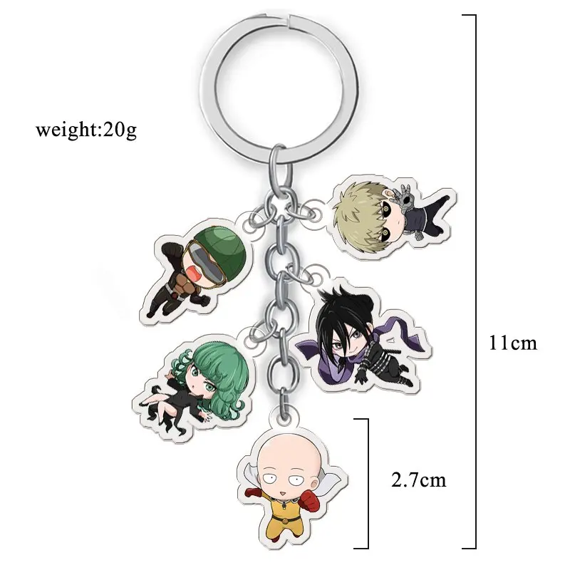 

One Punch-man Keychain Cute Double Sided Saitama Key Chain Pendant Acrylic Anime Accessories Cartoon Key Ring