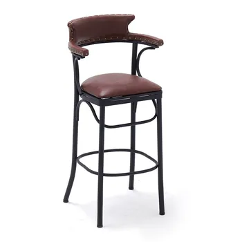 

Retro iron bar chair home nordic backrest bar chair modern minimalist high stool light luxury american bar stool