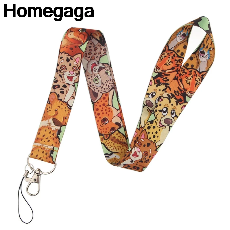 Homegaga с леопардовым принтом из аксессуары для ключей для безопасности, защиты телефона USB держатель удостоверения личности ключевой ремень шнур с этикеткой D2319