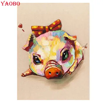 

Embroidery Rhinestone DIY 5D Diamond Painting Cute Animal Pig,Full Round Square Diamond Art Home Wall Decor For New Year Gift,