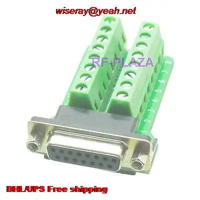 DHL/EUB 50 шт. DB15 D-sub Женский RS232 15pin порт терминал адаптер конвертер PCB Breakout 2 row-A6