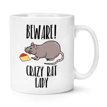 

Beware Crazy Rat Lady 10oz Mug Funny Coffee Ceramic Mug