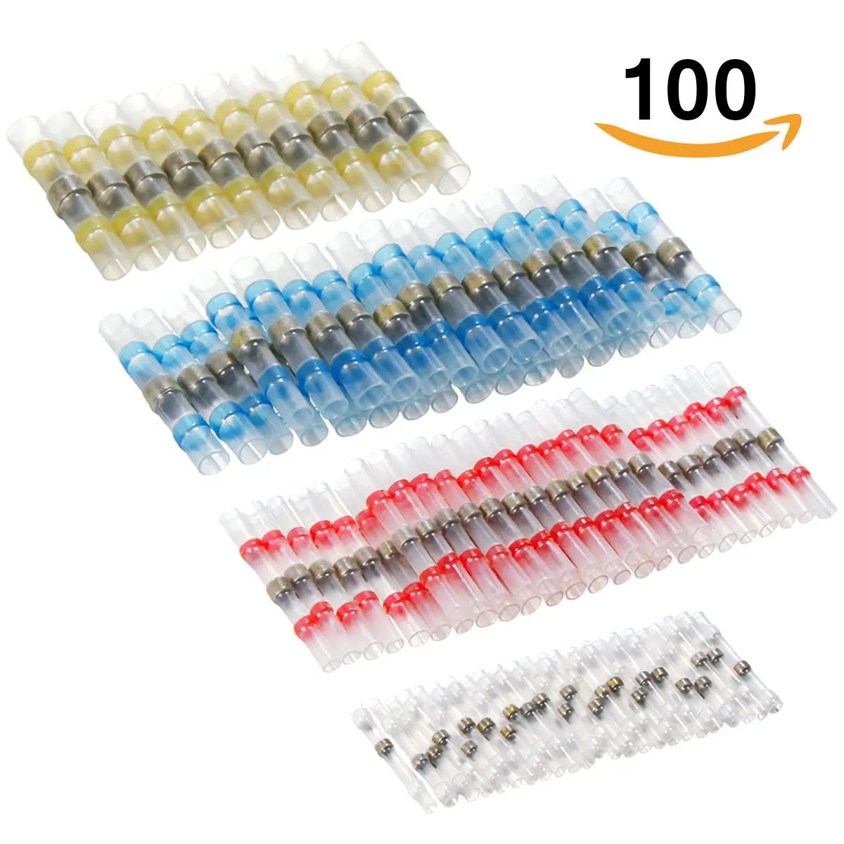 100pcs/50pcs Heat Shrink Connect Terminals Wire Insulated Butt Connectors Waterproof Solder Sleeve Tube Crimp With box | Электронные