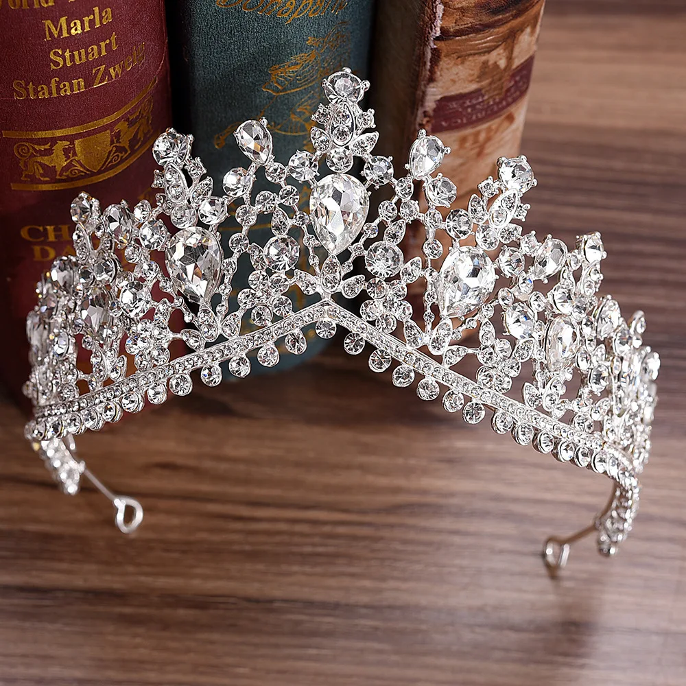 Стразы в стиле барокко для невесты, диадемы, короны, короны, свадебные аксессуары для волос, хрустальные свадебные короны, хрустальные диадемы, головной убор - Окраска металла: silver style4