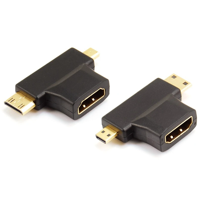 3 в 1 Micro HDMI male+ Mini HDMI male to HDMI 1,4 женский кабель адаптер конвертер для HDTV 1080P HDMI кабели