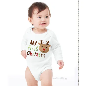 

Newborn Baby Bodysuit Long Sleeve Baby Boy Girl Onesies Clothes Kids Body Rompers My First Christmas Letters Print Infant Tops