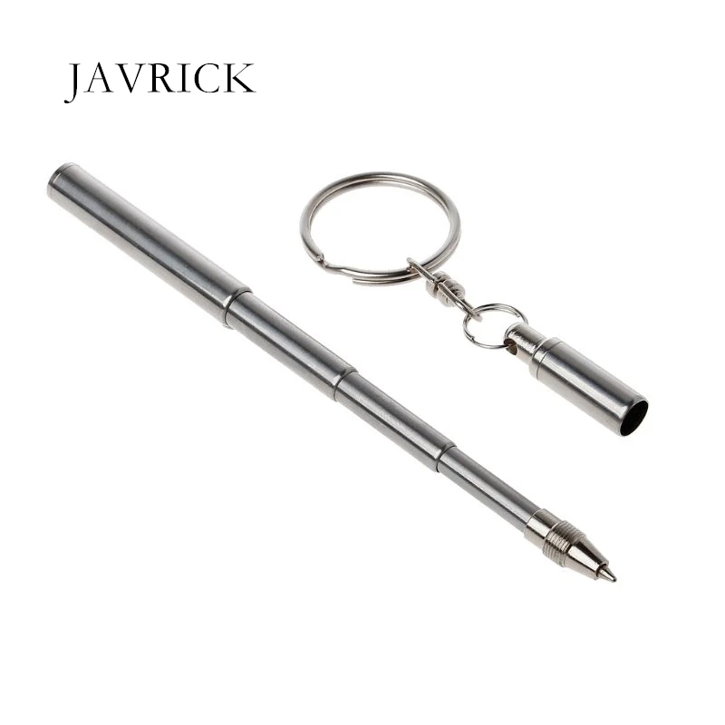 

Portable Stainless Steel Telescopic Ballpoint Pen Metal Key Ring Keychain Tools Clothes Decoration Gifts
