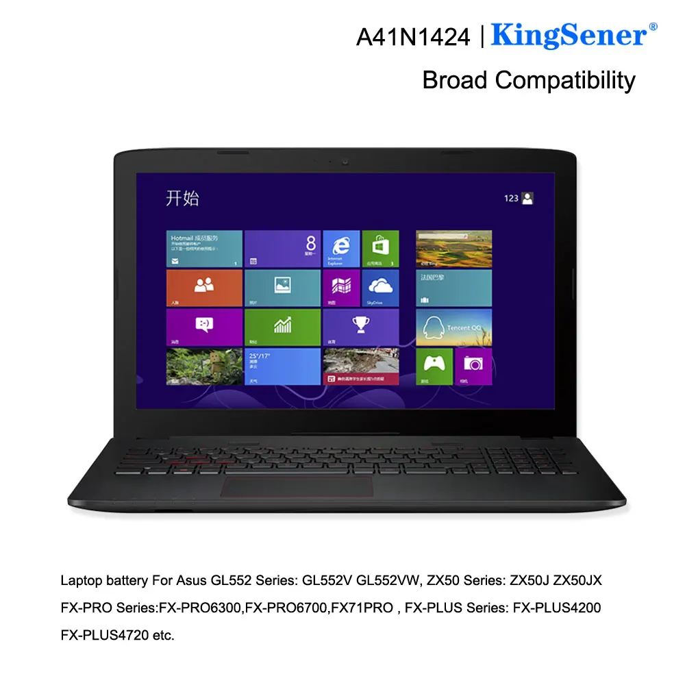 KingSener 14,4 V 48WH A41N1424 Аккумулятор для ноутбука ASUS ROG ZX50 ZX50J ZX50JX ZX50V ZX50VW GL552 GL552VW GL552J GL552JX GL552V