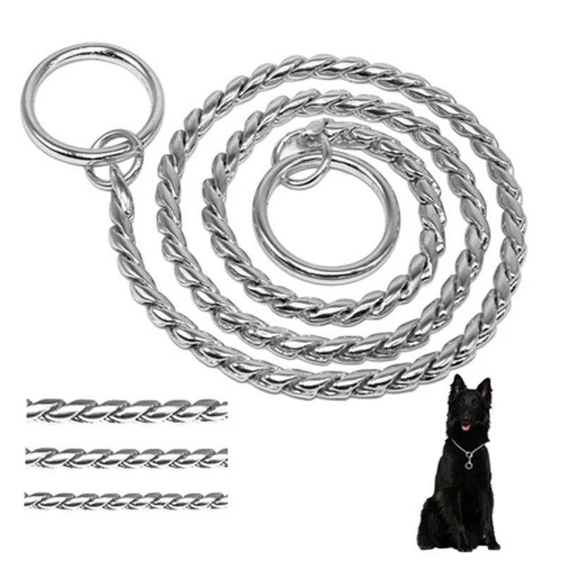 

Pet Dog Choker Collar Snake Chain For Retriever Necklace Silver 2.0*45/3.0*55