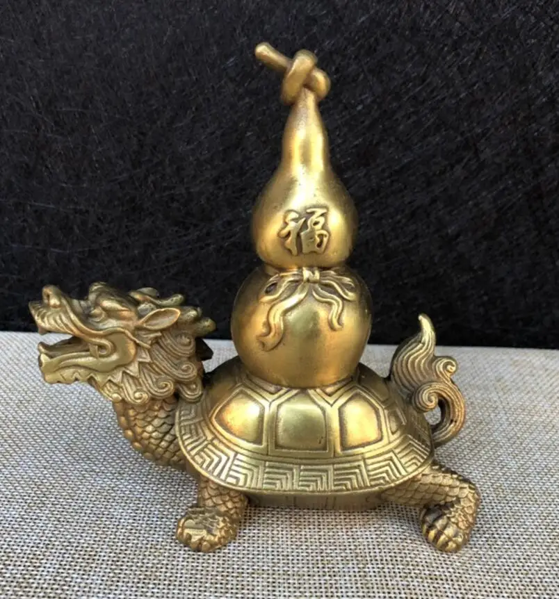 

Archaize brass dragon turtle Back gourd Desktop Decoration crafts statue