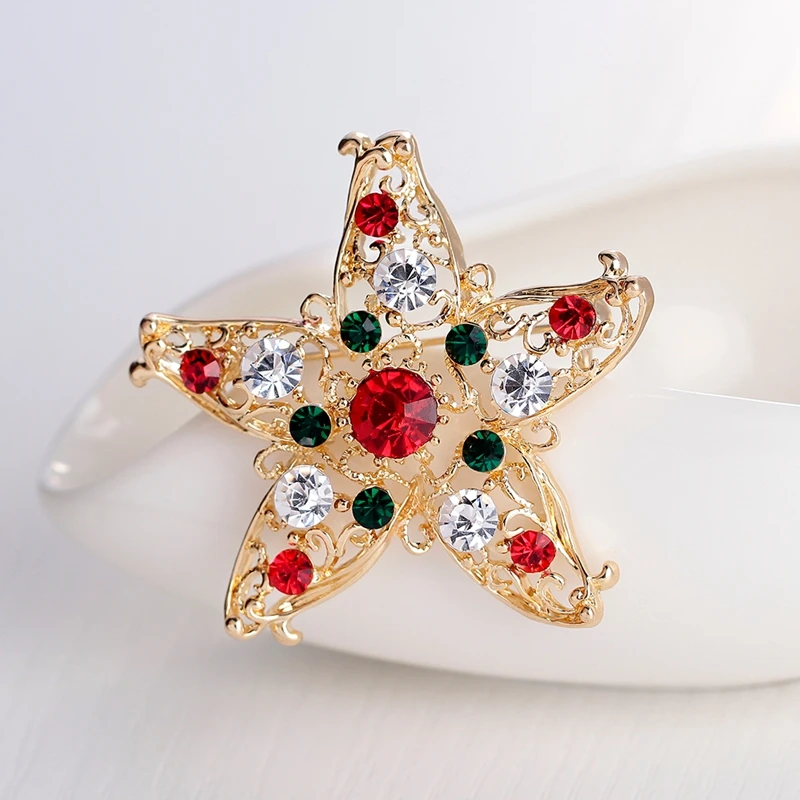 Элегантная блестящая Рождественская Брошь Стразы с вырезами булавки для женщин