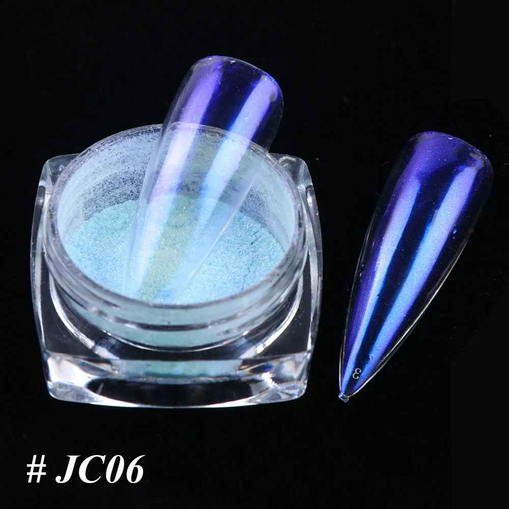 1 шт. 0,2g Прозрачный зеркальный блеск для ногтей Порошковая голографическая Хамелеон пыли магический УФ-гель пигмент, нейл-арта украшения LAJC01-12 - Цвет: JC06