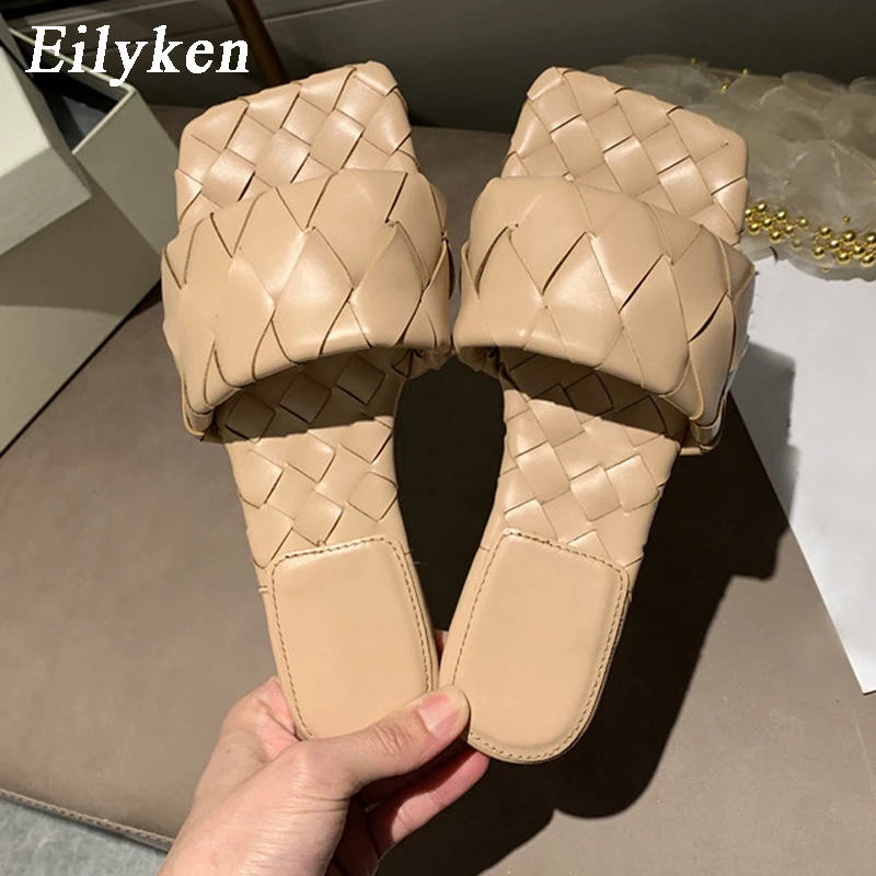 Eilyken/Популярные Модные Плетеные Кожаные женские туфли на плоской подошве с