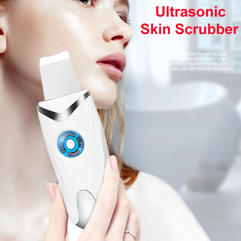 

Ultrasonic Skin Scrubber Blue Light Rejuvenation Facial Cleaning Machine EMS Face Lifting Massager Pore Cleaner Remove Blackhead