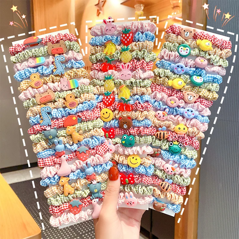 

Ruoshui 5/10pcs/set Kids Girls Cartoon Hair Scrunchie Elastic Hairband Children Hair Accessories Rubber Band Hair Rope Gum