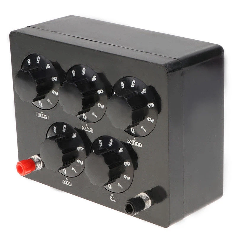 

EASY-Black Resistance Box Iron Variable Decade Resistor Resistance Box 0-9999.9 Ohm 165X125X60Mm forPhysical Teaching