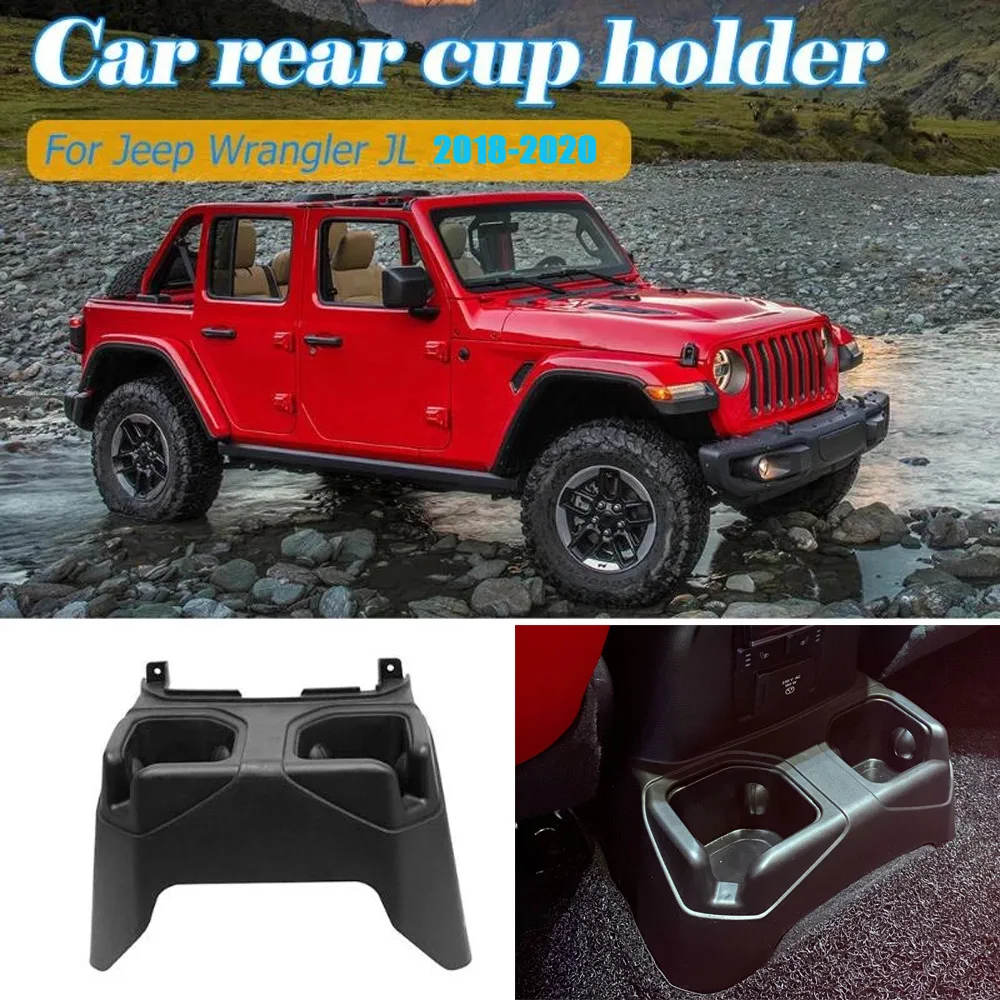 Auto Rear Center Console Cup Box Dual DrinksBottle Cup Holder Beverage Stand Rack Water Bottle for Jeep Wrangler Jl 2018-2020