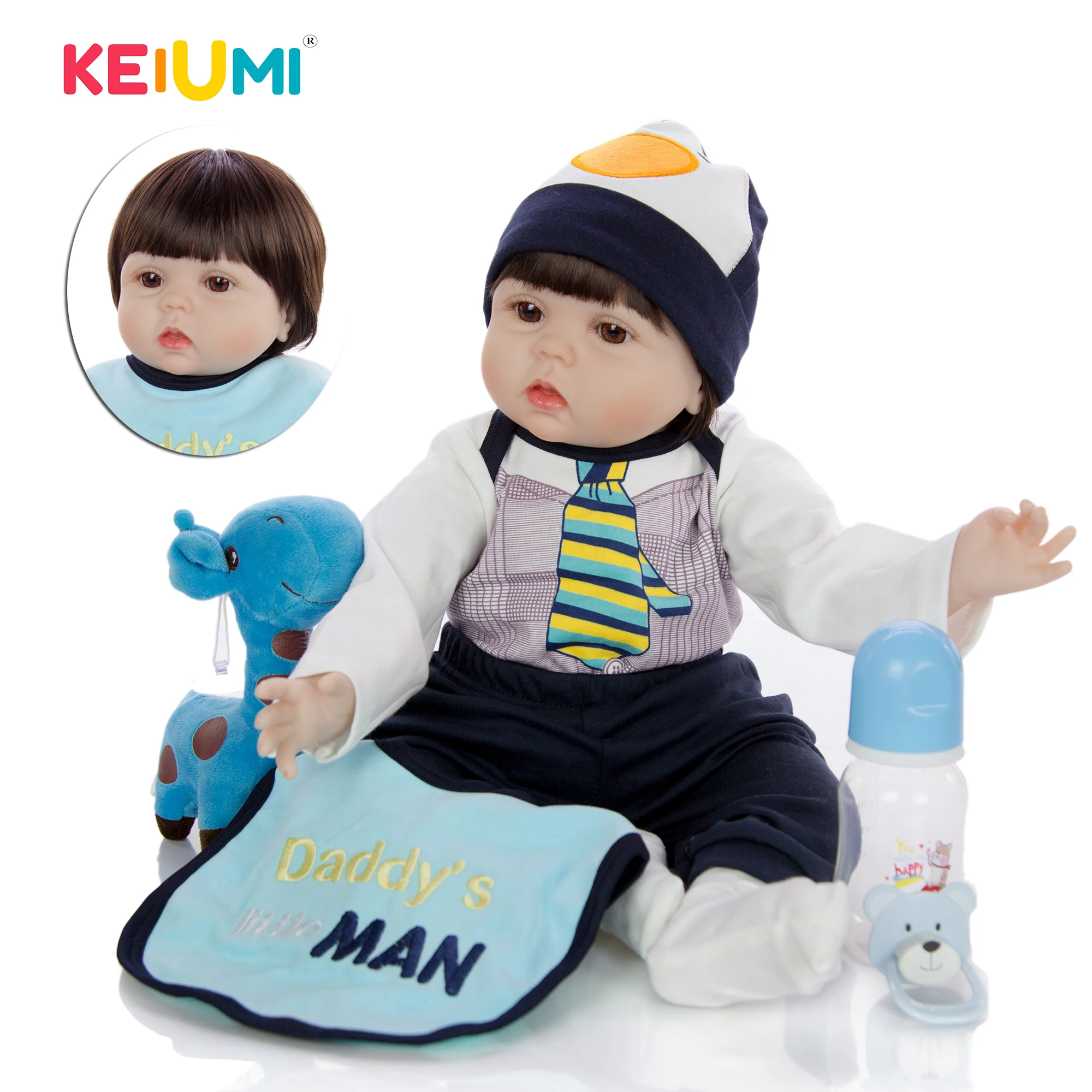KEIUMI новый милый реалистичный Reborn Menino Boneca тканевый тело 22 дюйма Baby Doll 55 см дети