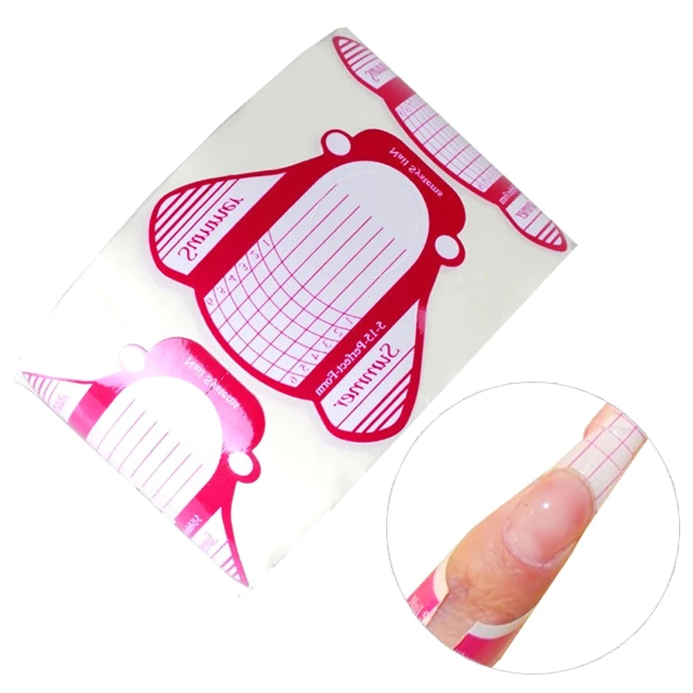 

100 Pcs/roll Nail Art Tips Extension Forms Guide French Rose DIY Tool Acrylic UV Gel Tools