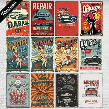 

Garage Metal Plaque Retro Tin Sign Vintage Interior Decoration for Garage Gas Station Wall Decor