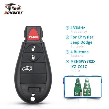 

Dandkey Replacement 433Mhz Auto 4 Buttons M3N5WY783X IYZ-C01C Fob Car Remote Key For Dodge Jeep Chrysler 300 Keyless Entry Case