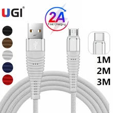 UGI Fast Charge Cable Data Cable For Type C USB C Nylon Braided Data Transfer Cloth Quick Charge Micro USB Charger 2A White apple mjwt2zm a usb c charge cable 2 м white