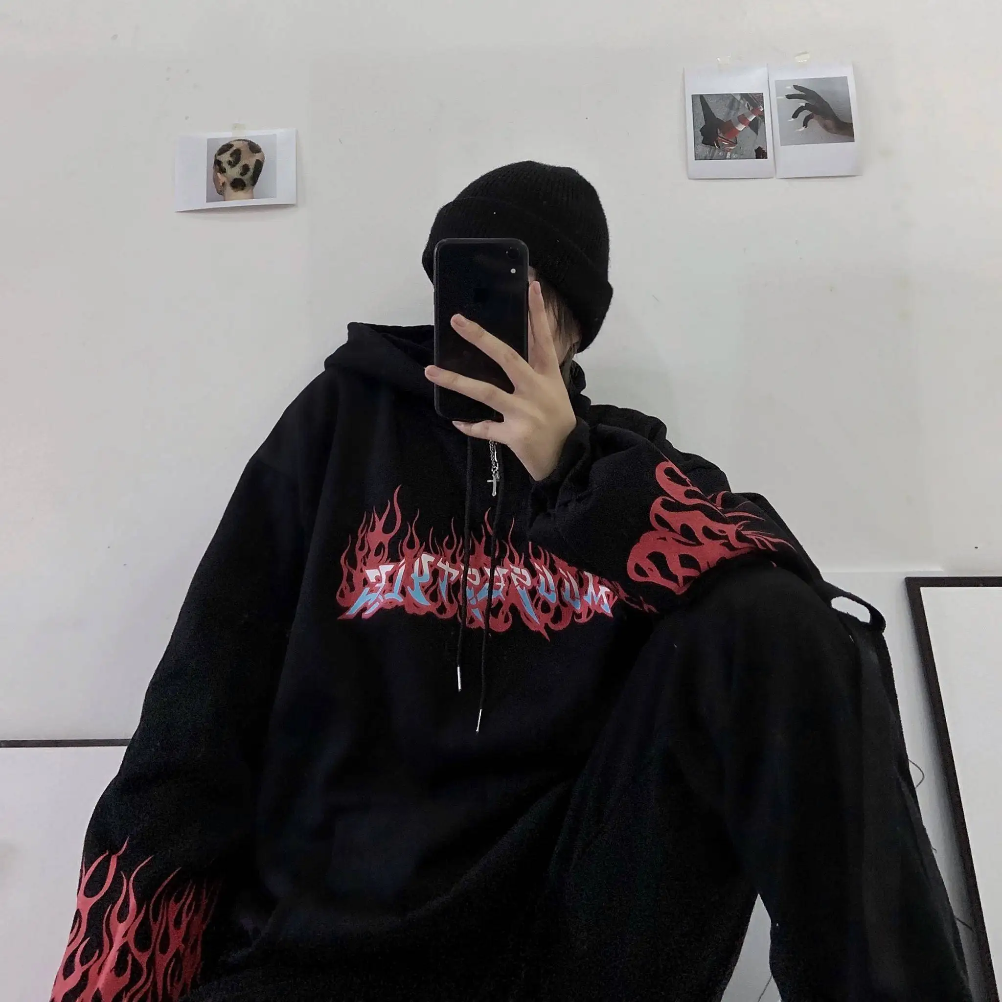 Cool Black Autumn Fire Print Hoodies Men Women Loose Hip Hop Sweatshirts Japan High Street Harajuku Hoodie Fashion Winter Tops Cool Black Autumn Fire Print Hoodies Men Women Loose Hip Hop Sweatshirts Japan High Street Harajuku Hoodie Fashion Winter Tops